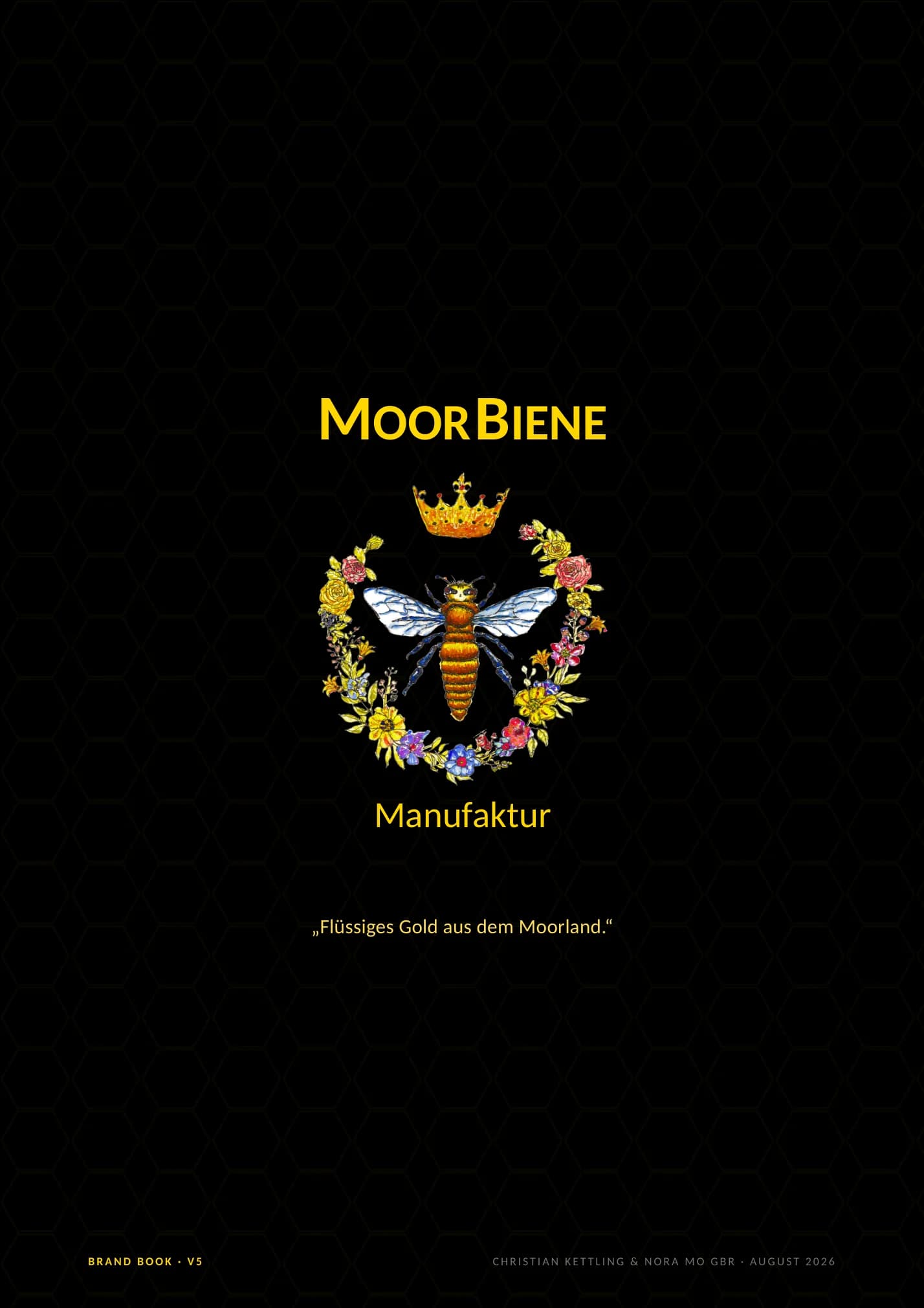 MoorBiene Markenbuch Ausgabe 5: Titelseite mit Wappen in Gold auf Schwarz